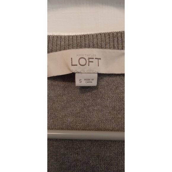 Ann Taylor Loft grey and black wool blend polka dot and strip sweater - Picture 3 of 6